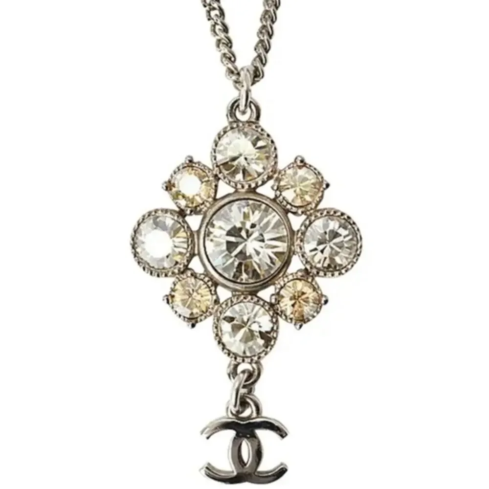 CHANEL 09C Coco Mark Necklace Silver Women's